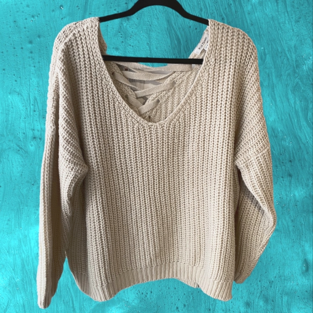 Wild Flower Sweater with Lace Up Back Size S